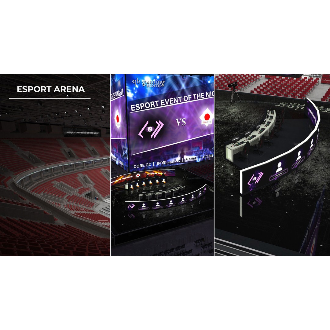 Esport Arena 3D Model – Low Poly Interior with Gaming Podium, FBX - View 25