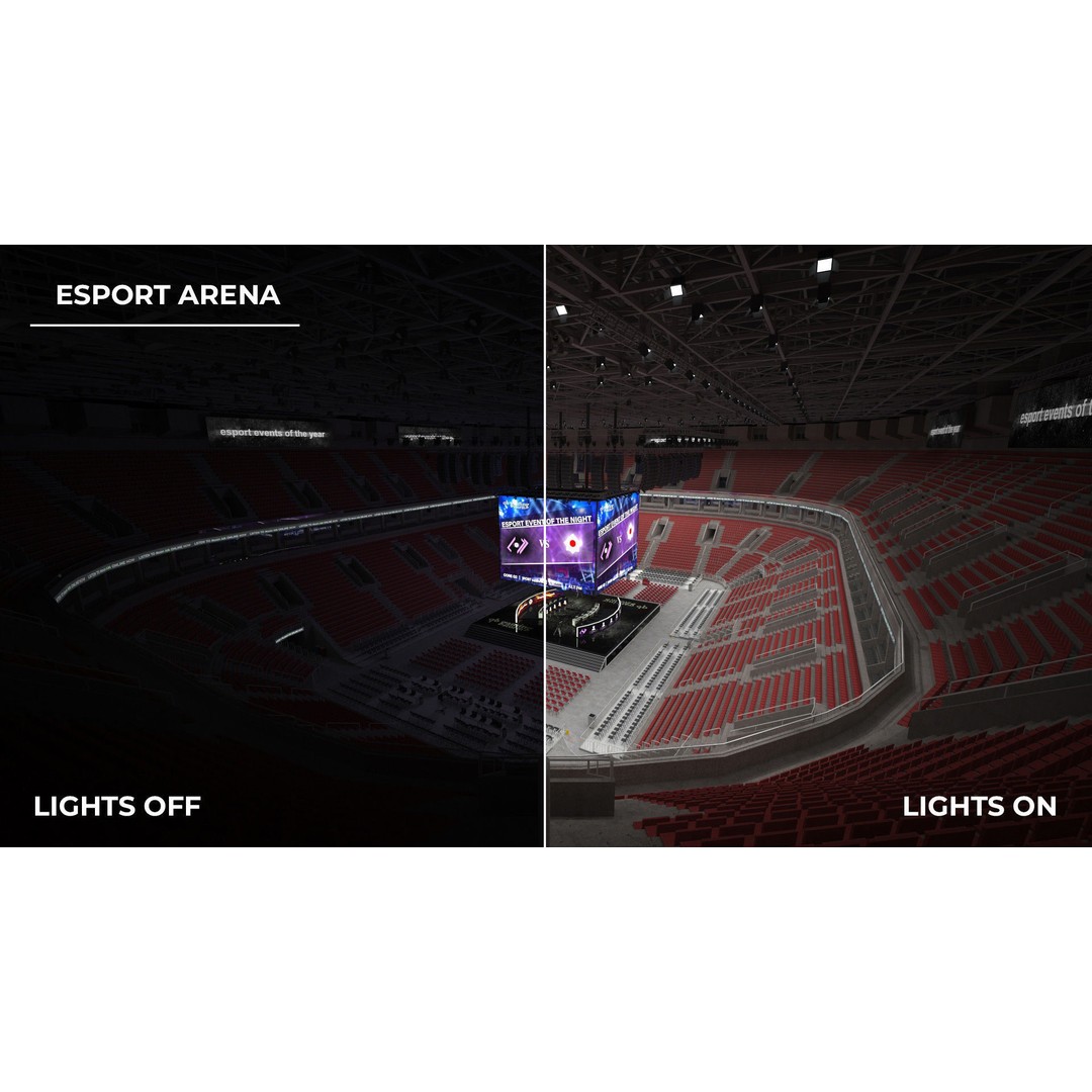 Esport Arena 3D Model – Low Poly Interior with Gaming Podium, FBX - View 3