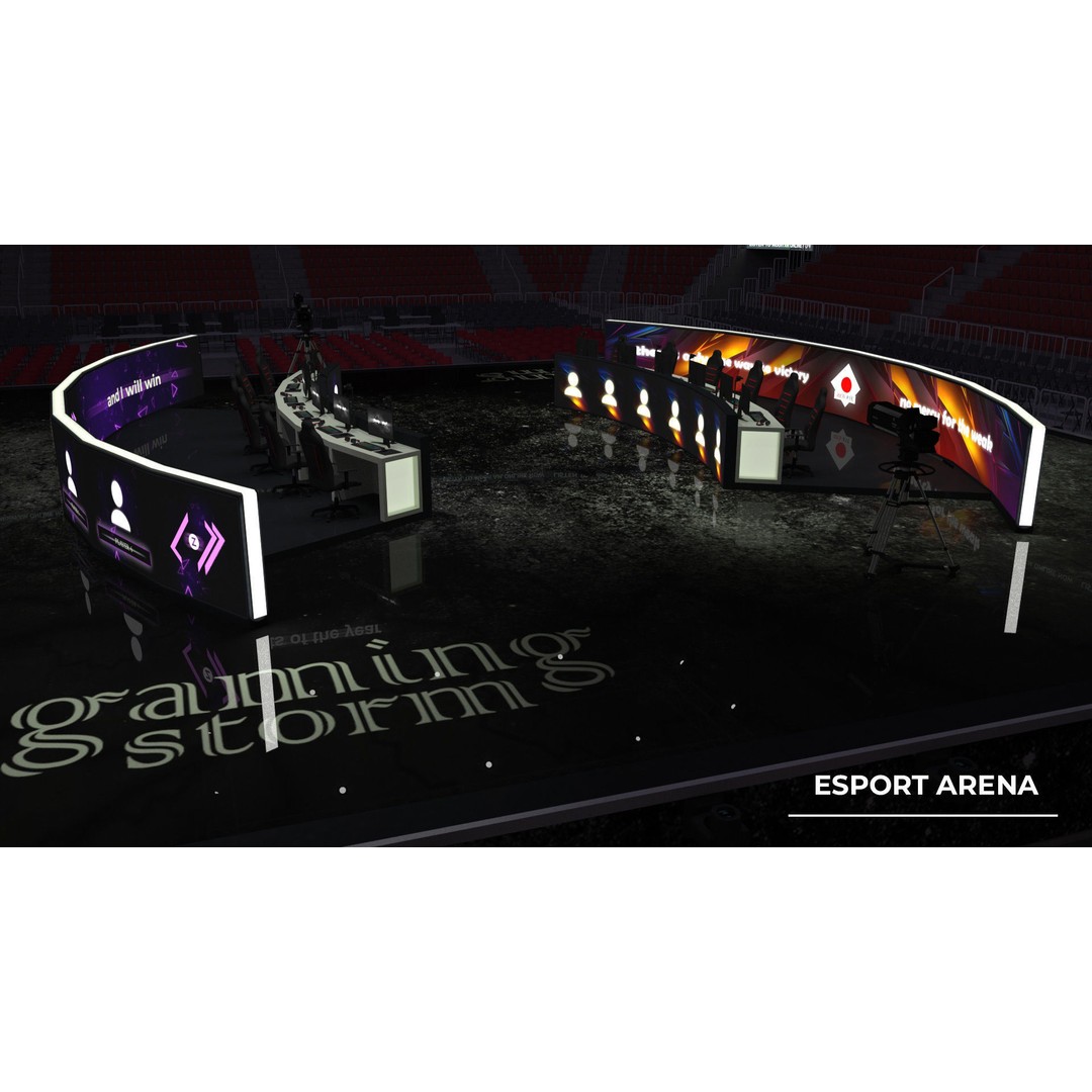 Esport Arena 3D Model – Low Poly Interior with Gaming Podium, FBX - View 9