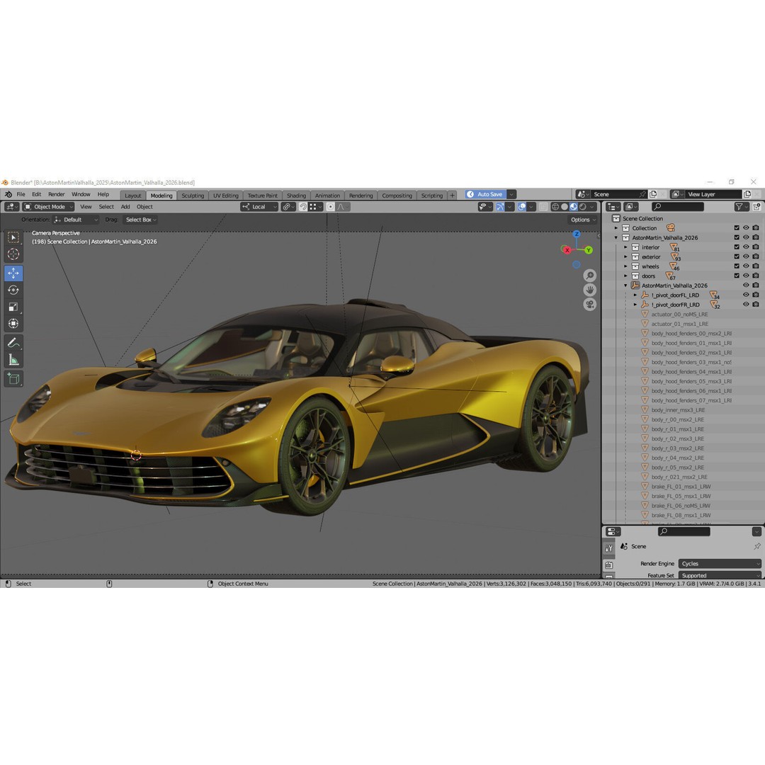 Aston Martin Valhalla 2026 3D Model – High Poly Sports Car, FBX, OBJ, Blender - View 46