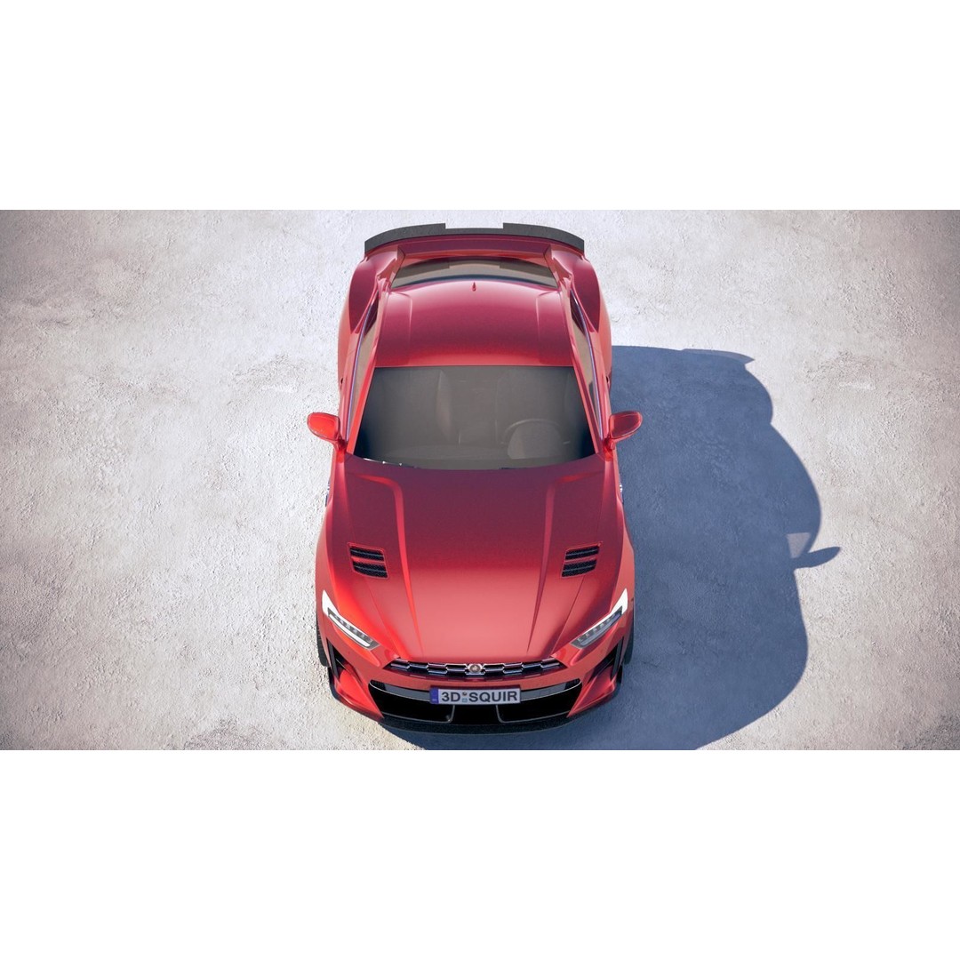 Generic Muscle Car 3D Model – High Poly Sport Coupe, FBX, OBJ - View 10