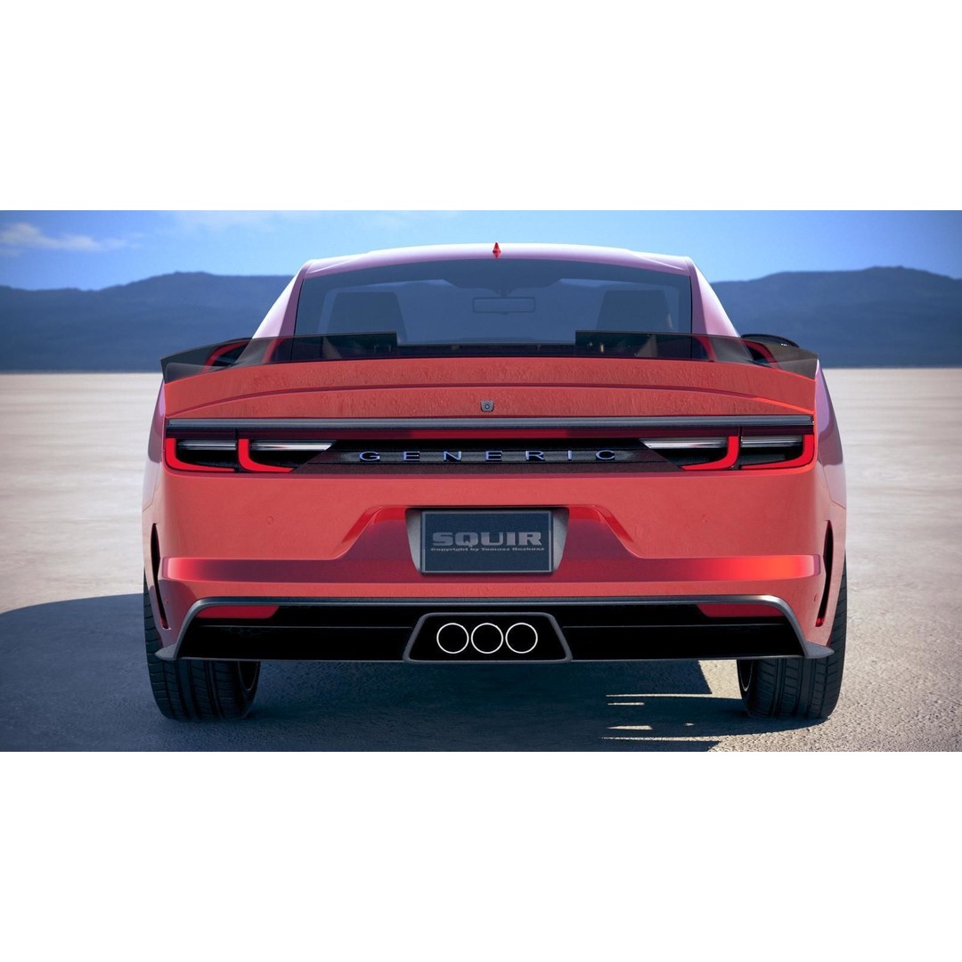 Generic Muscle Car 3D Model – High Poly Sport Coupe, FBX, OBJ - View 12
