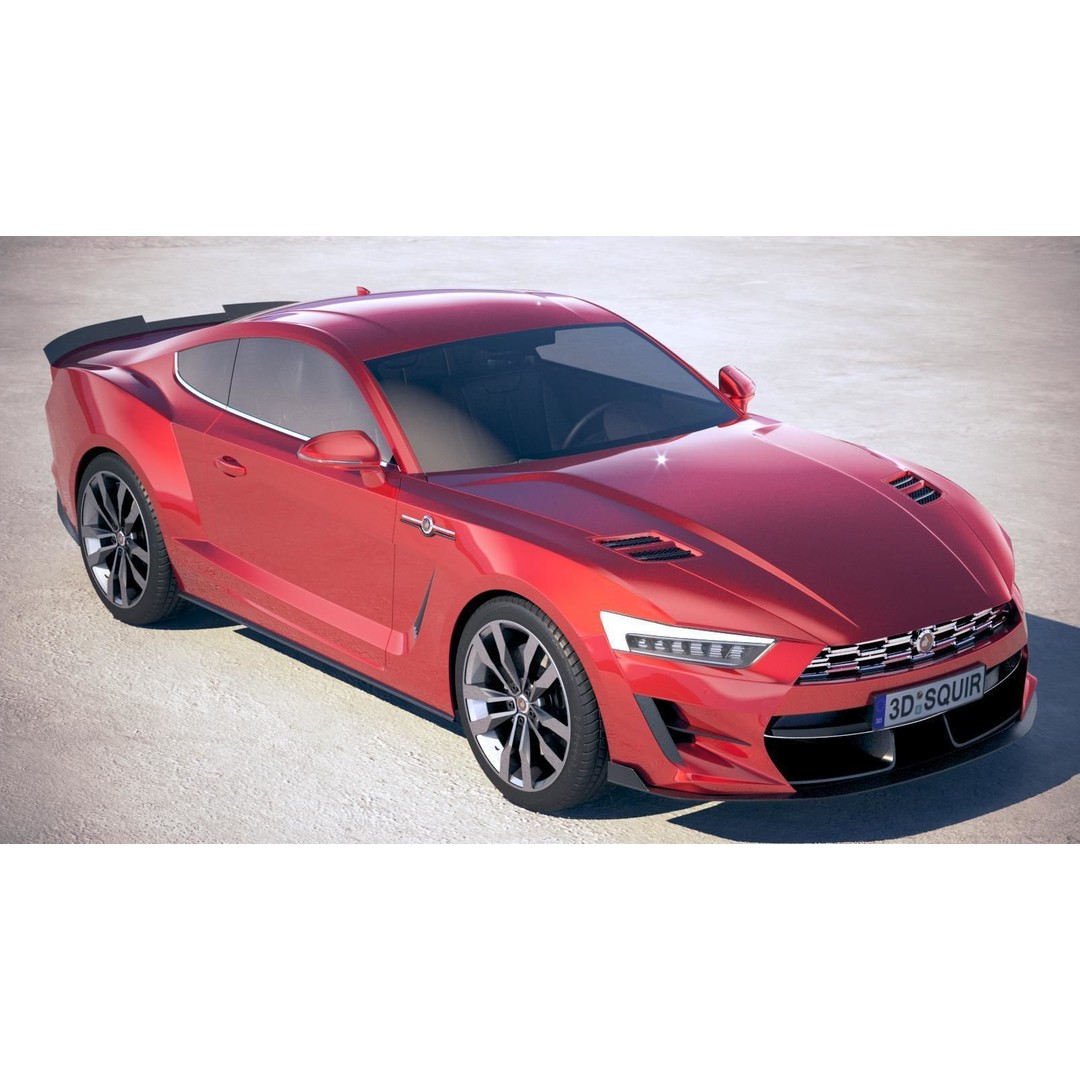 Generic Muscle Car 3D Model – High Poly Sport Coupe, FBX, OBJ - View 13
