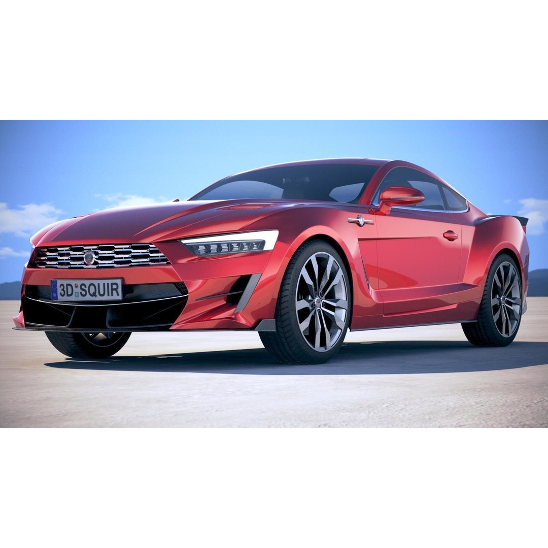 Generic Muscle Car 3D Model – High Poly Sport Coupe, FBX, OBJ - View 14