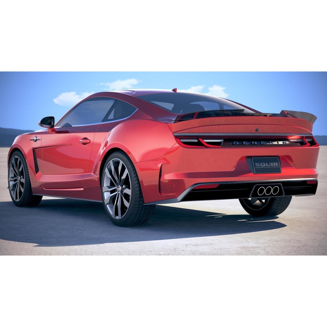 Generic Muscle Car 3D Model – High Poly Sport Coupe, FBX, OBJ - View 15