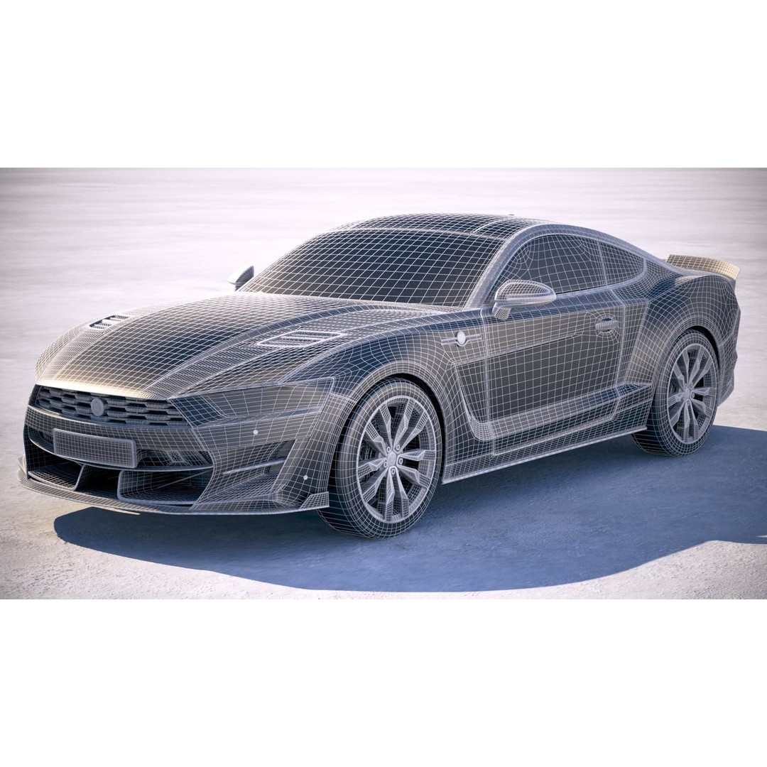 Generic Muscle Car 3D Model – High Poly Sport Coupe, FBX, OBJ - View 19