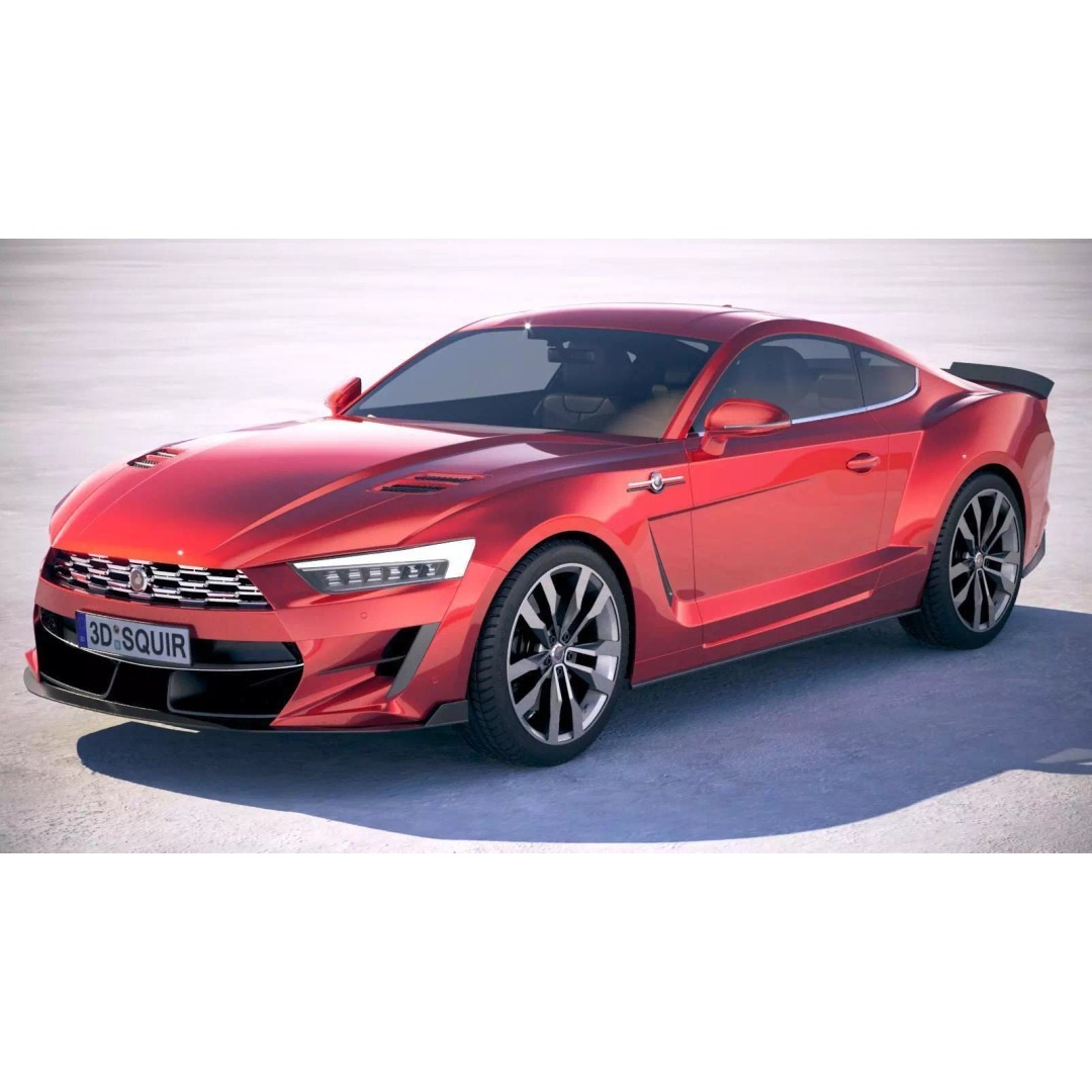Generic Muscle Car 3D Model – High Poly Sport Coupe, FBX, OBJ - View 2