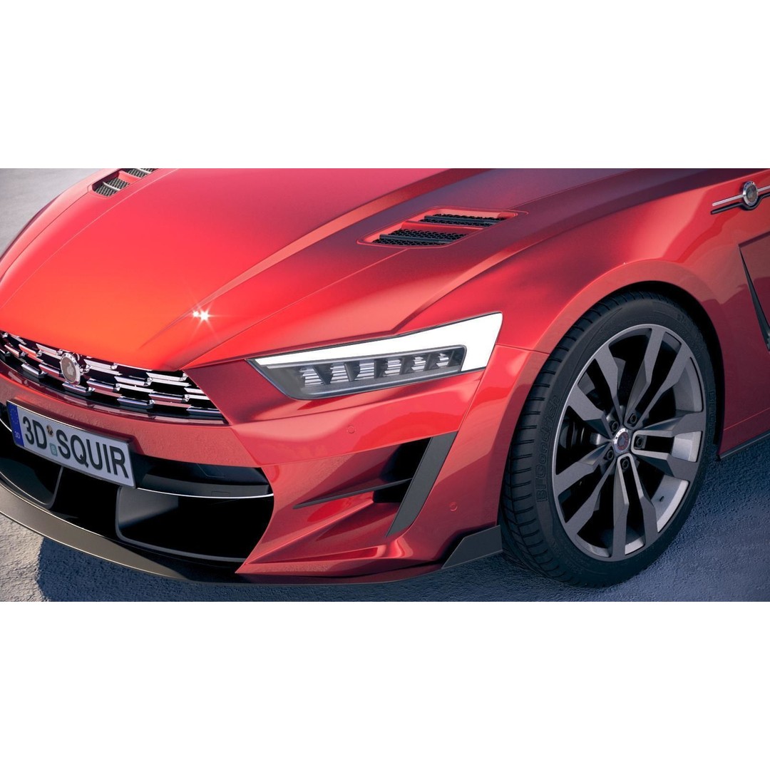 Generic Muscle Car 3D Model – High Poly Sport Coupe, FBX, OBJ - View 4