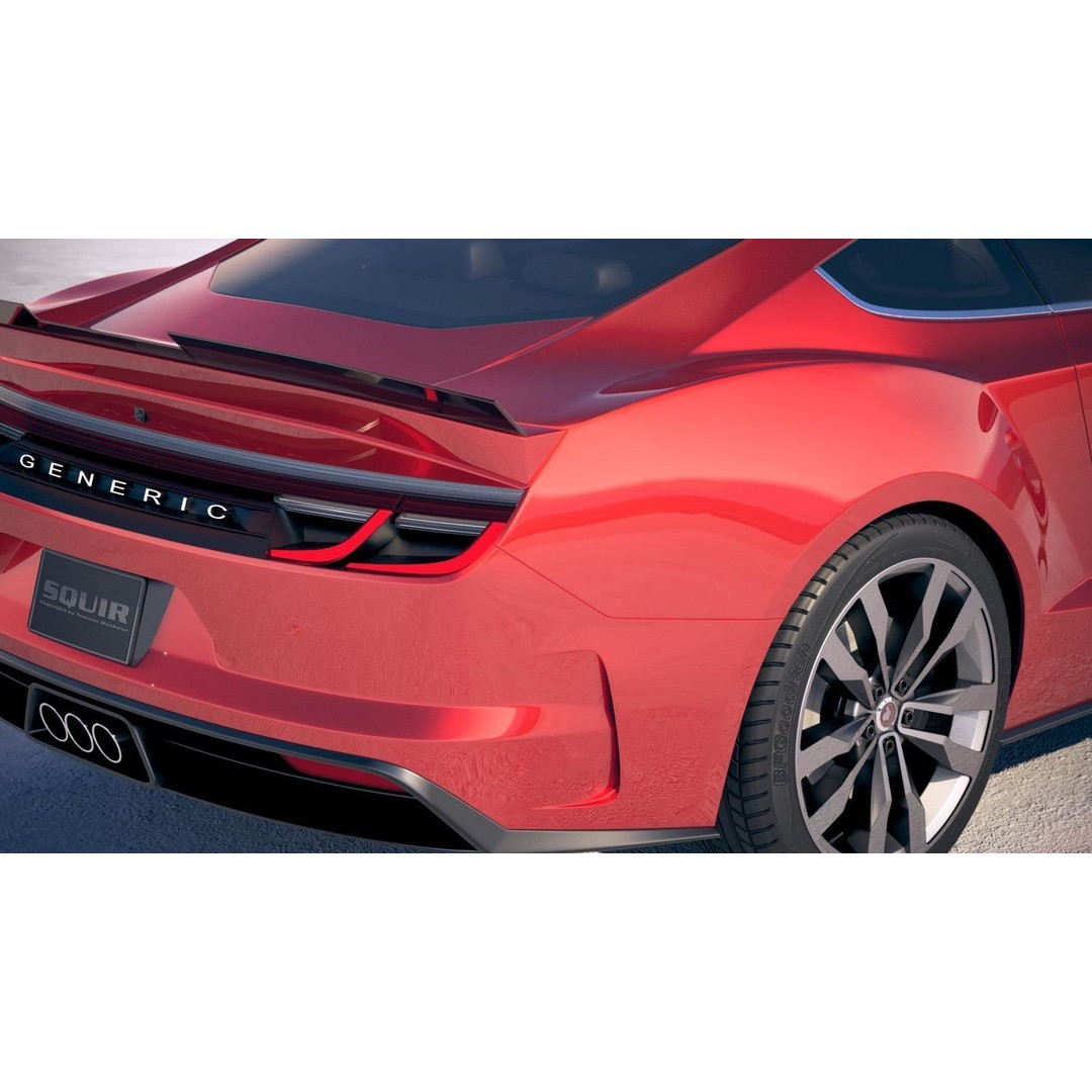 Generic Muscle Car 3D Model – High Poly Sport Coupe, FBX, OBJ - View 5