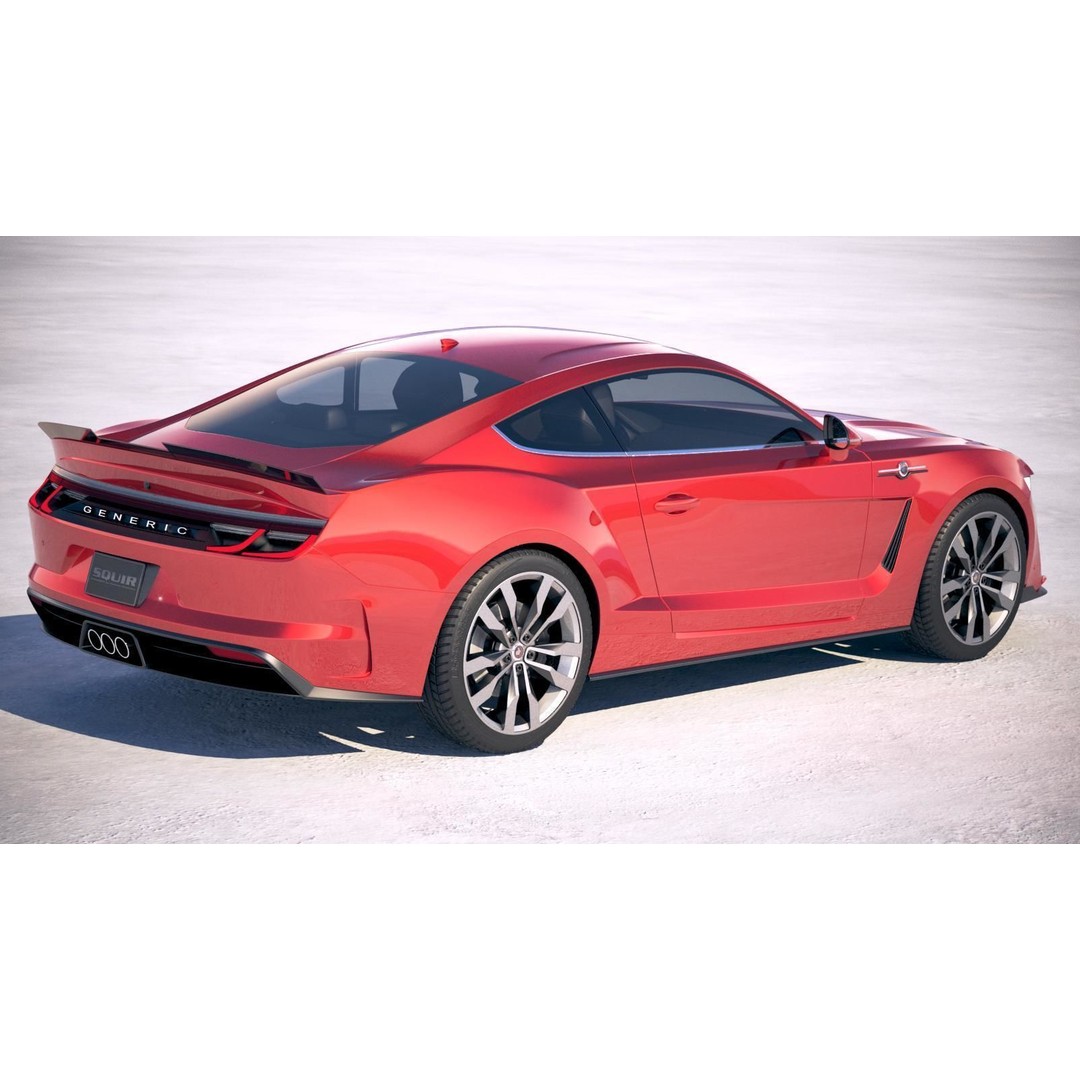 Generic Muscle Car 3D Model – High Poly Sport Coupe, FBX, OBJ - View 6