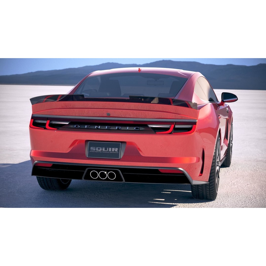 Generic Muscle Car 3D Model – High Poly Sport Coupe, FBX, OBJ - View 7