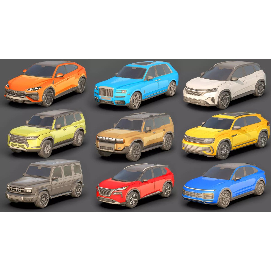 City Low Poly Cars Pack 3D Model – Unique Low-Poly Vehicles, FBX, OBJ - View 2