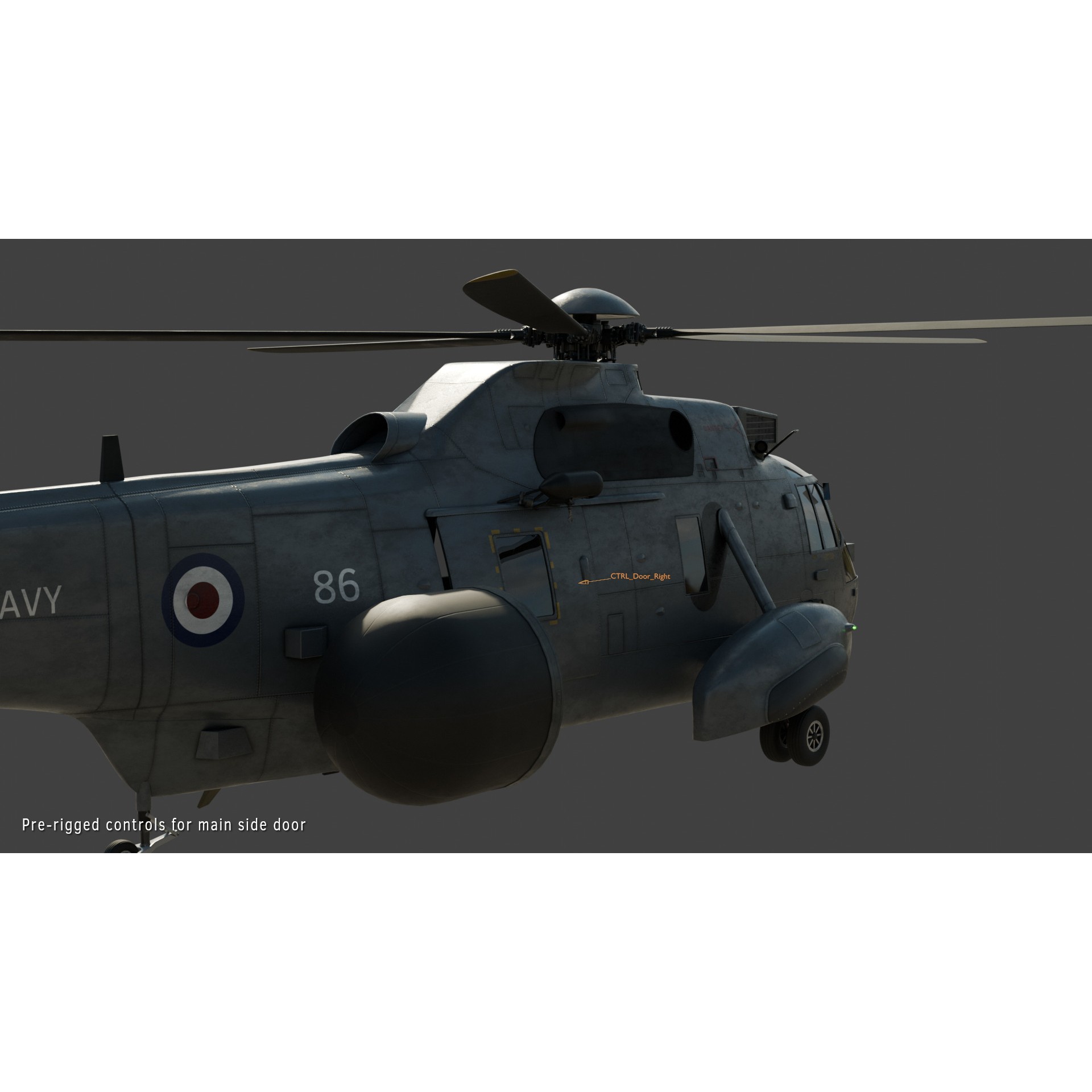 Westland Sea King ASaC7 - Rigged PBR 3D Model - View 11