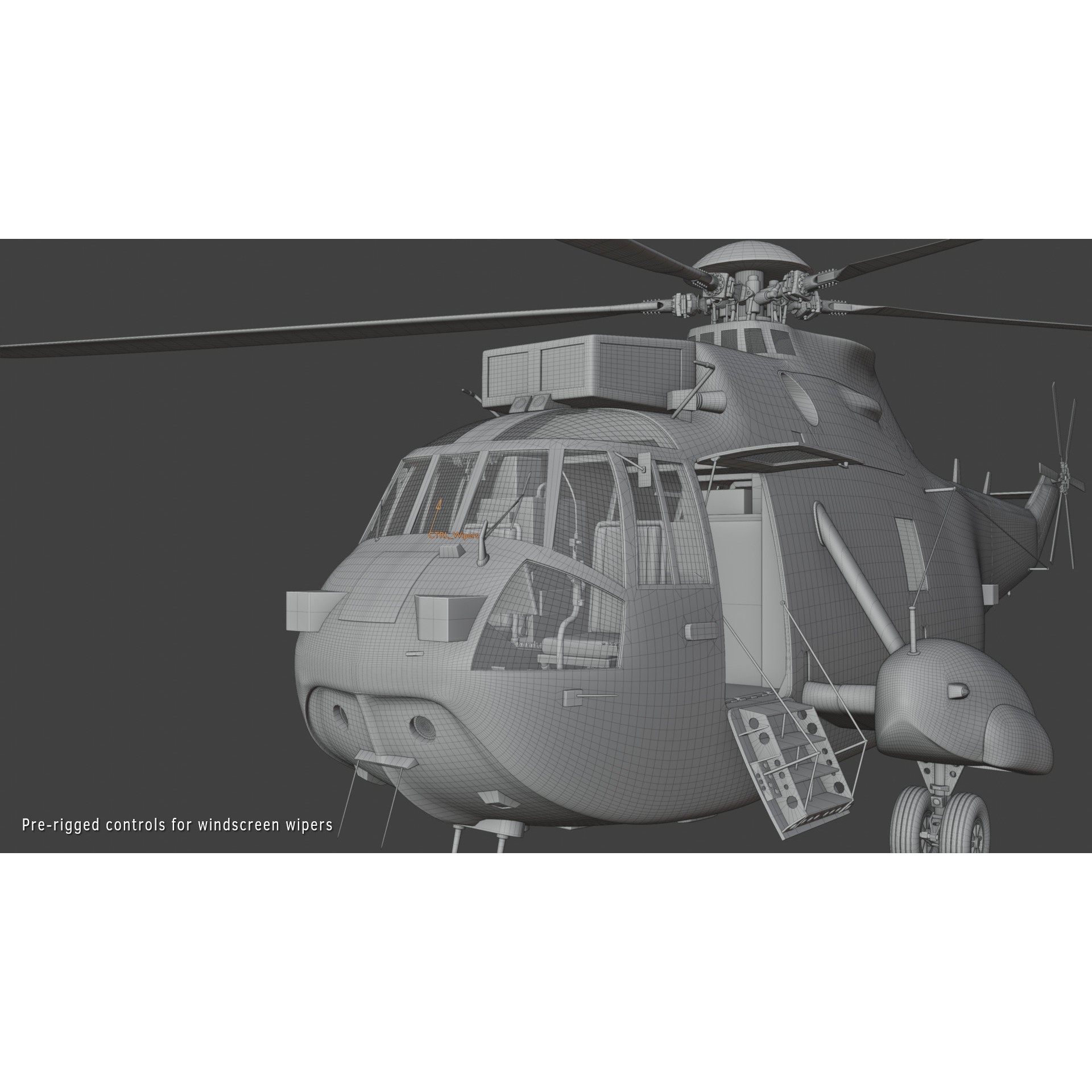 Westland Sea King ASaC7 - Rigged PBR 3D Model - View 14