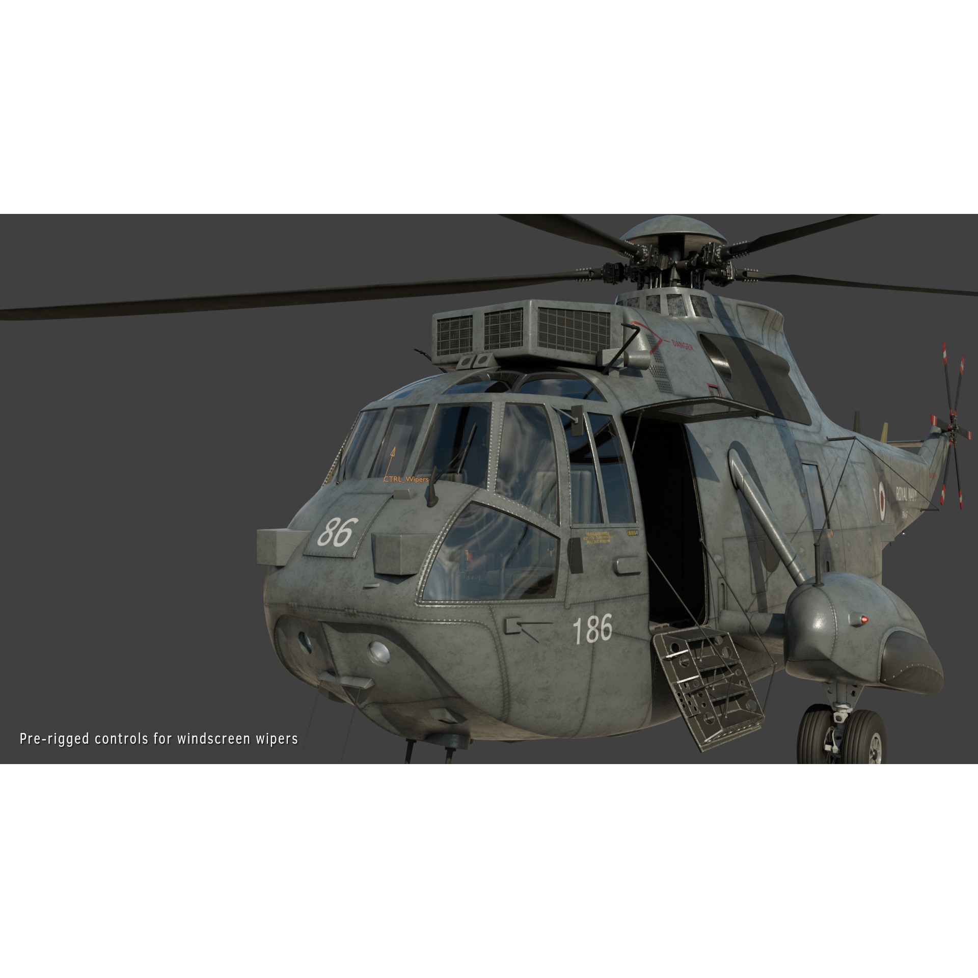 Westland Sea King ASaC7 - Rigged PBR 3D Model - View 15