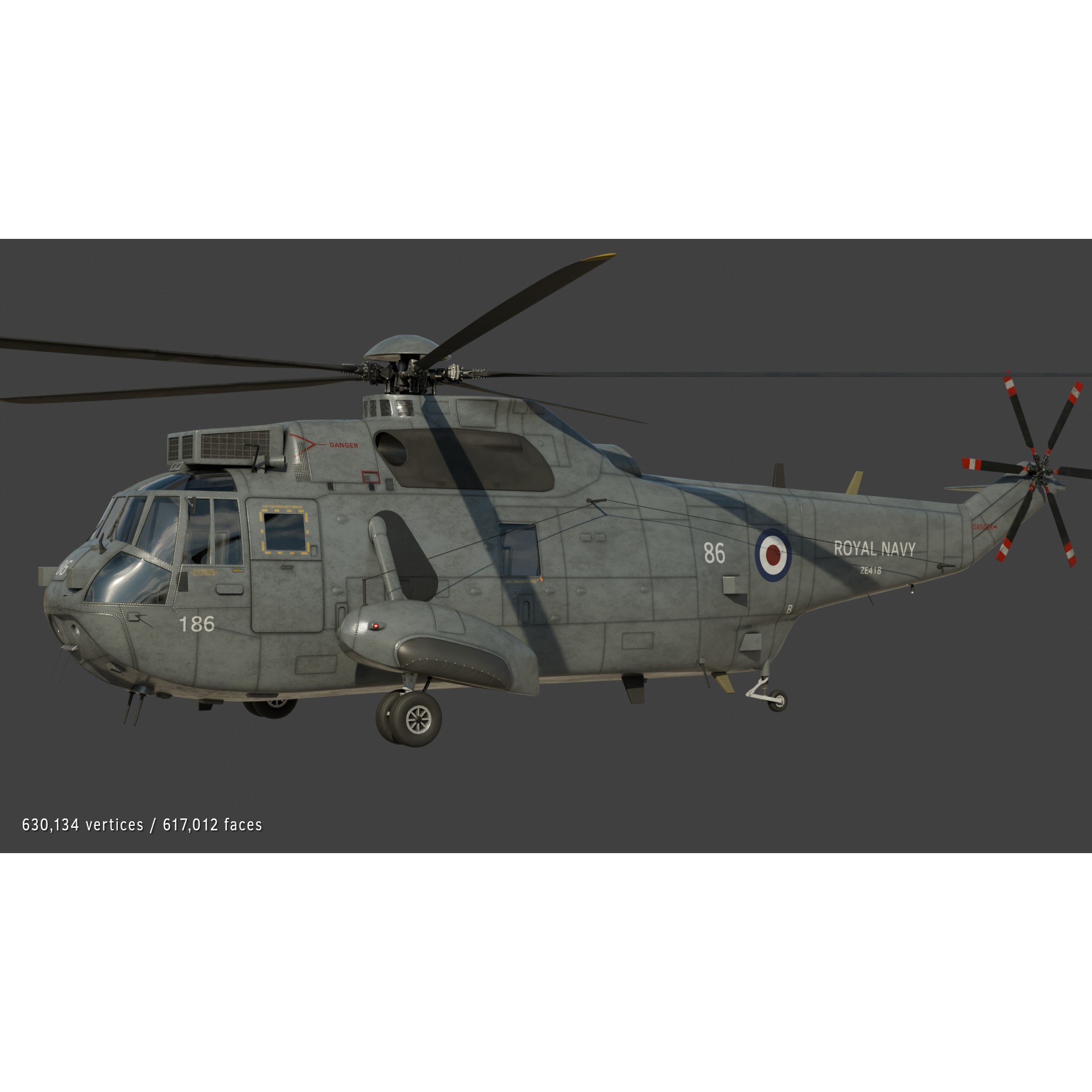 Westland Sea King ASaC7 - Rigged PBR 3D Model - View 9