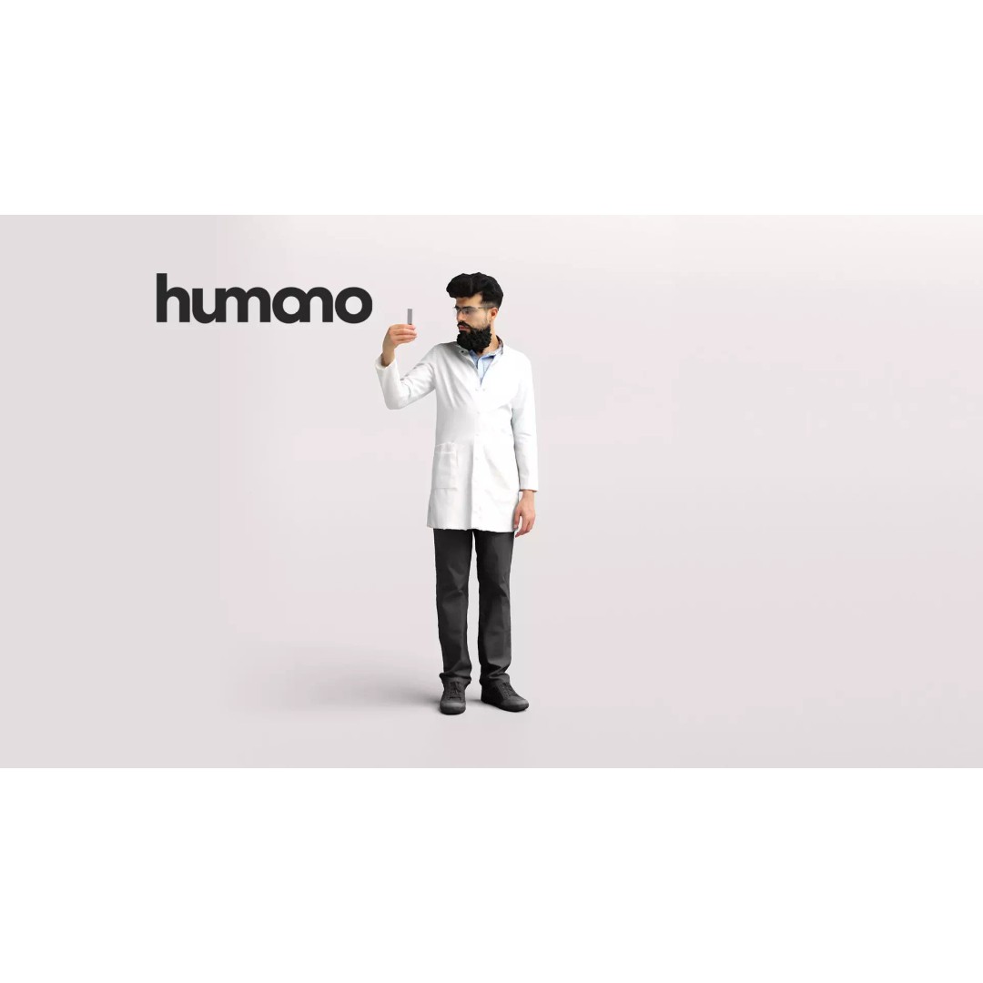 Humano Scientist 3D Model – Realistic Lab Character, PBR Textures - View 2
