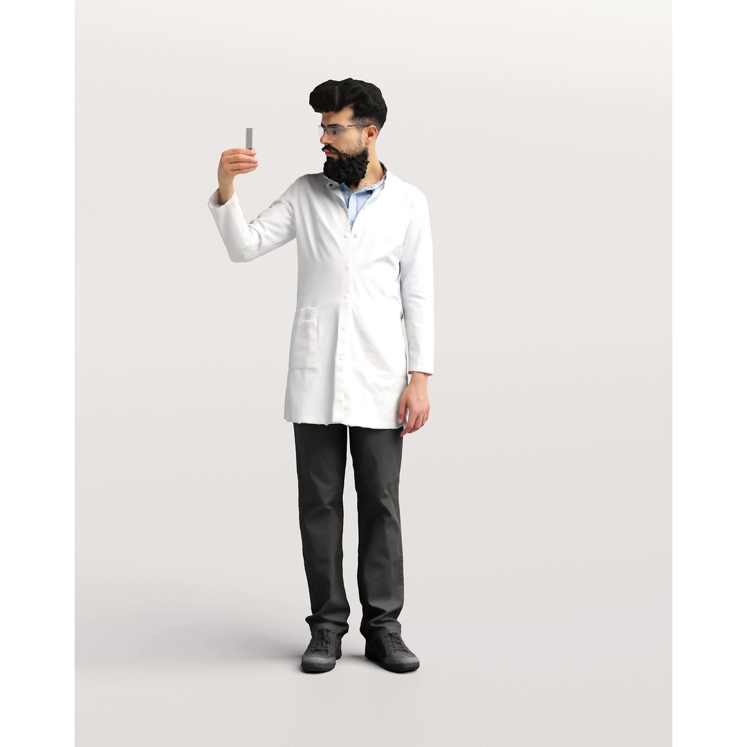 Humano Scientist 3D Model – Realistic Lab Character, PBR Textures - View 9