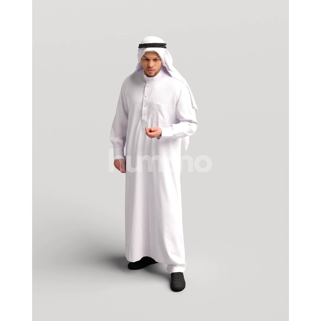 Arab Man in Thobe 3D Model – High Poly Character, PBR Textures - View 10