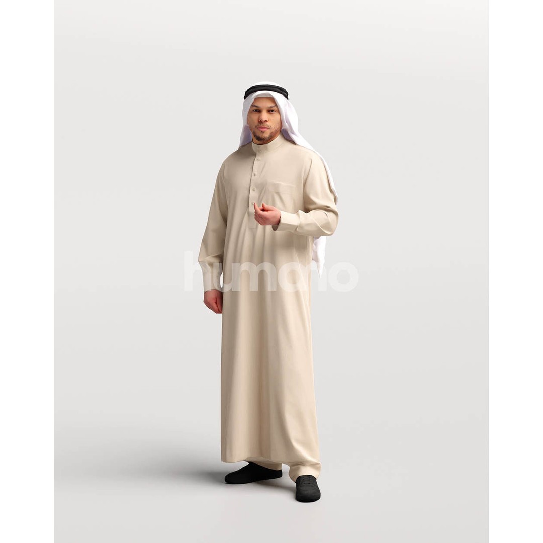 Arab Man in Thobe 3D Model – High Poly Character, PBR Textures - View 11