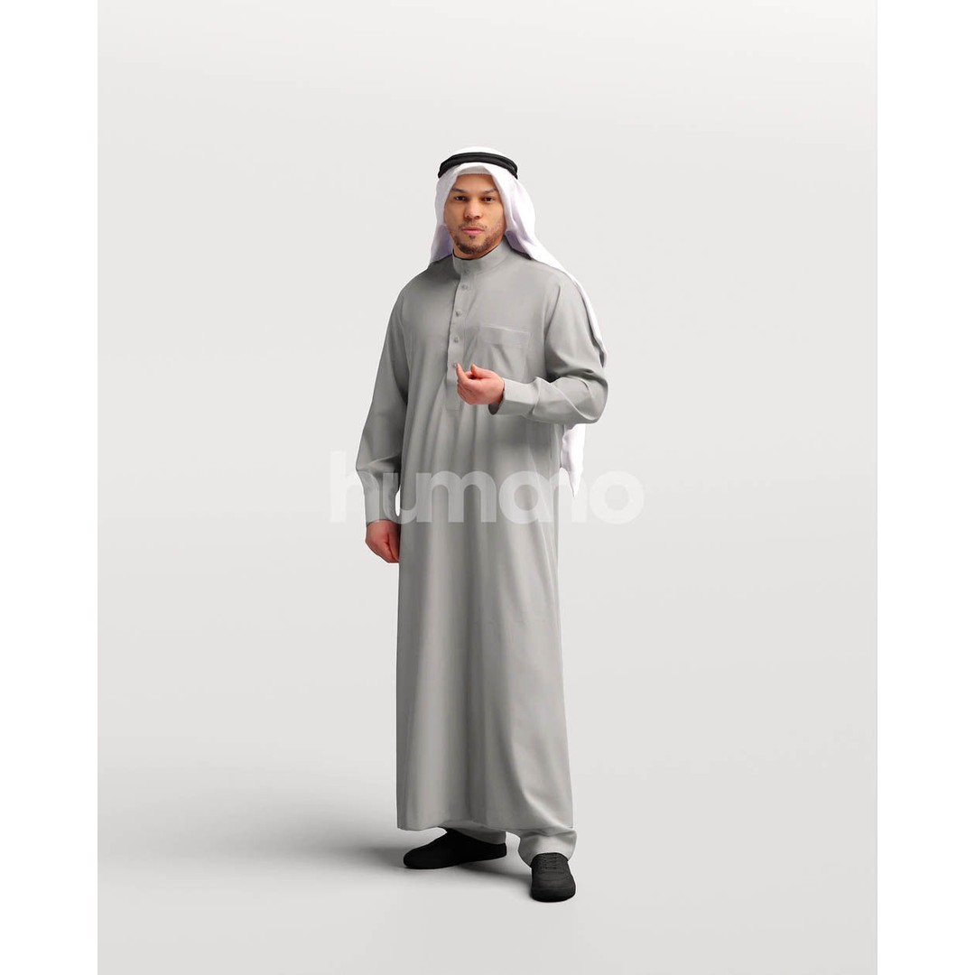 Arab Man in Thobe 3D Model – High Poly Character, PBR Textures - View 12
