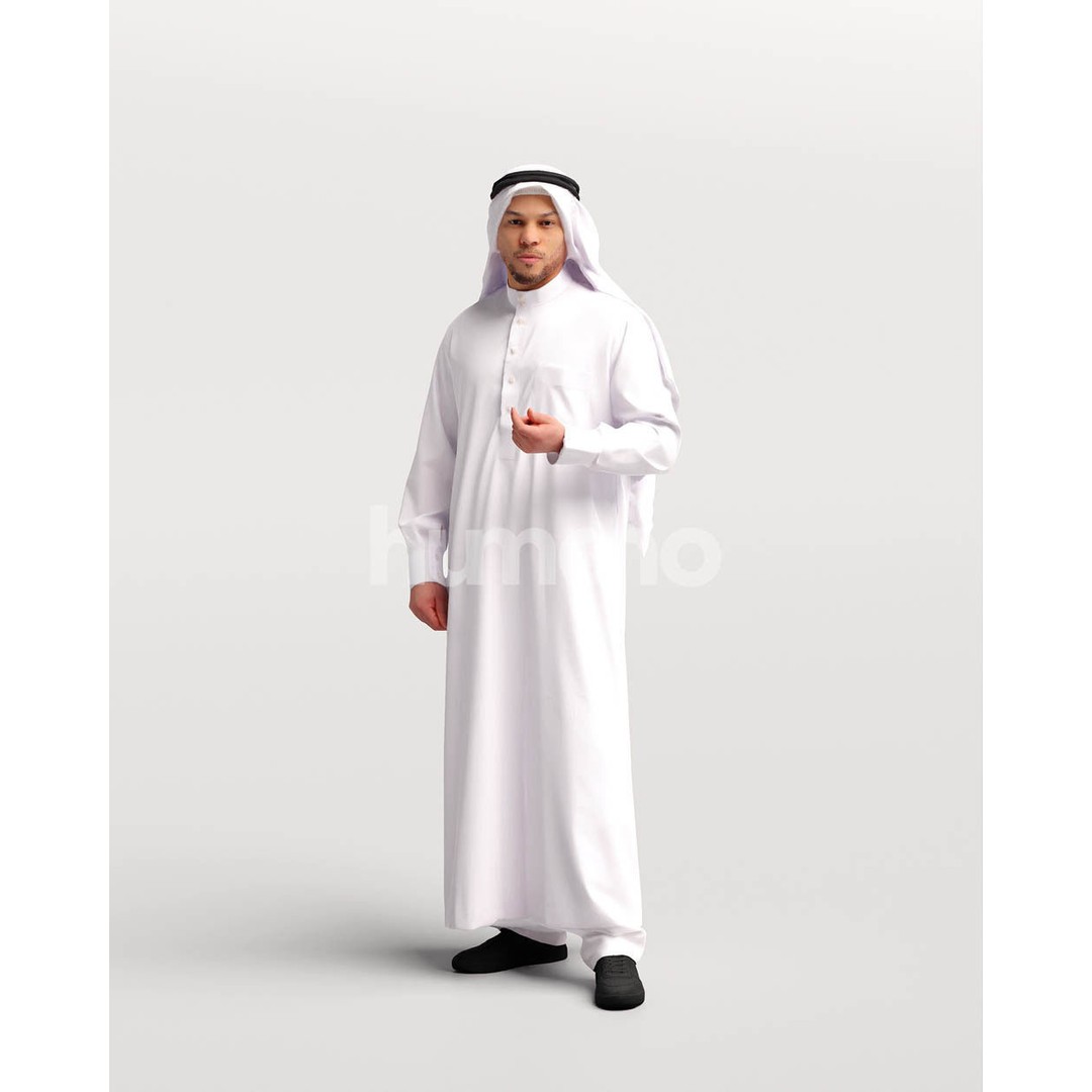Arab Man in Thobe 3D Model – High Poly Character, PBR Textures - View 3