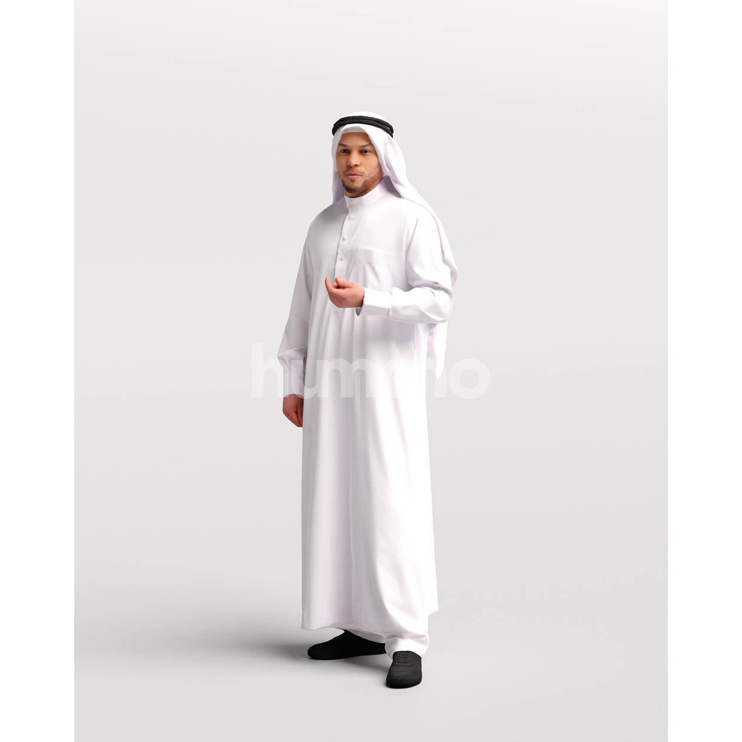 Arab Man in Thobe 3D Model – High Poly Character, PBR Textures - View 5
