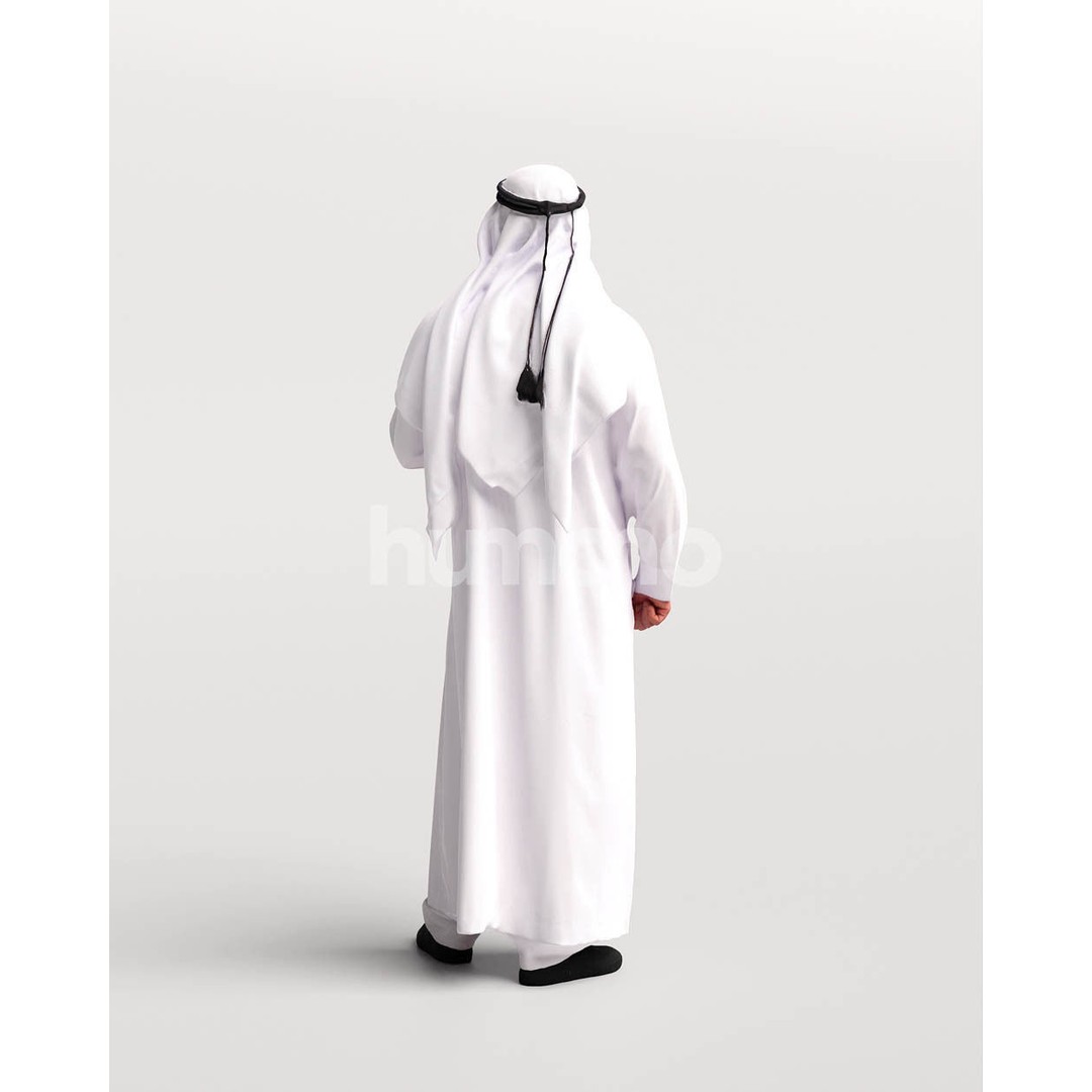 Arab Man in Thobe 3D Model – High Poly Character, PBR Textures - View 6