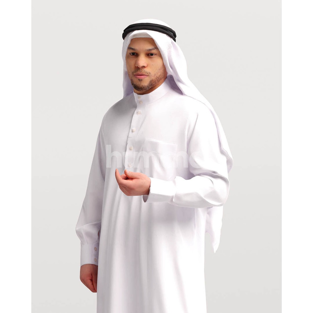 Arab Man in Thobe 3D Model – High Poly Character, PBR Textures - View 8