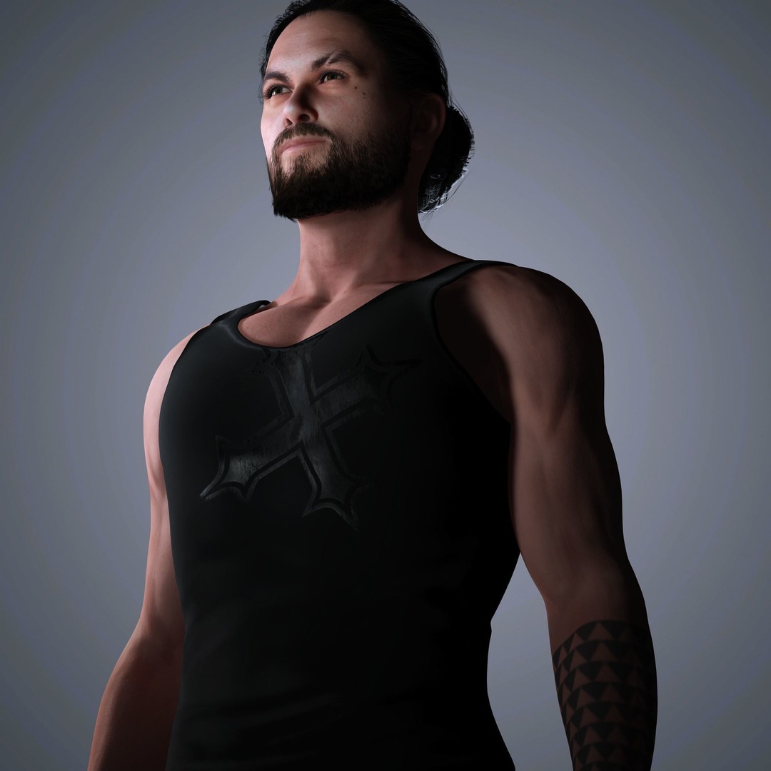 Jason Momoa Character 3D Model – Low Poly Rigged Game Asset, FBX, OBJ - View 10