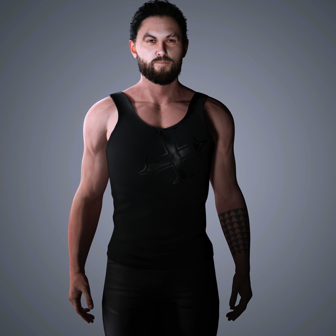 Jason Momoa Character 3D Model – Low Poly Rigged Game Asset, FBX, OBJ - View 14