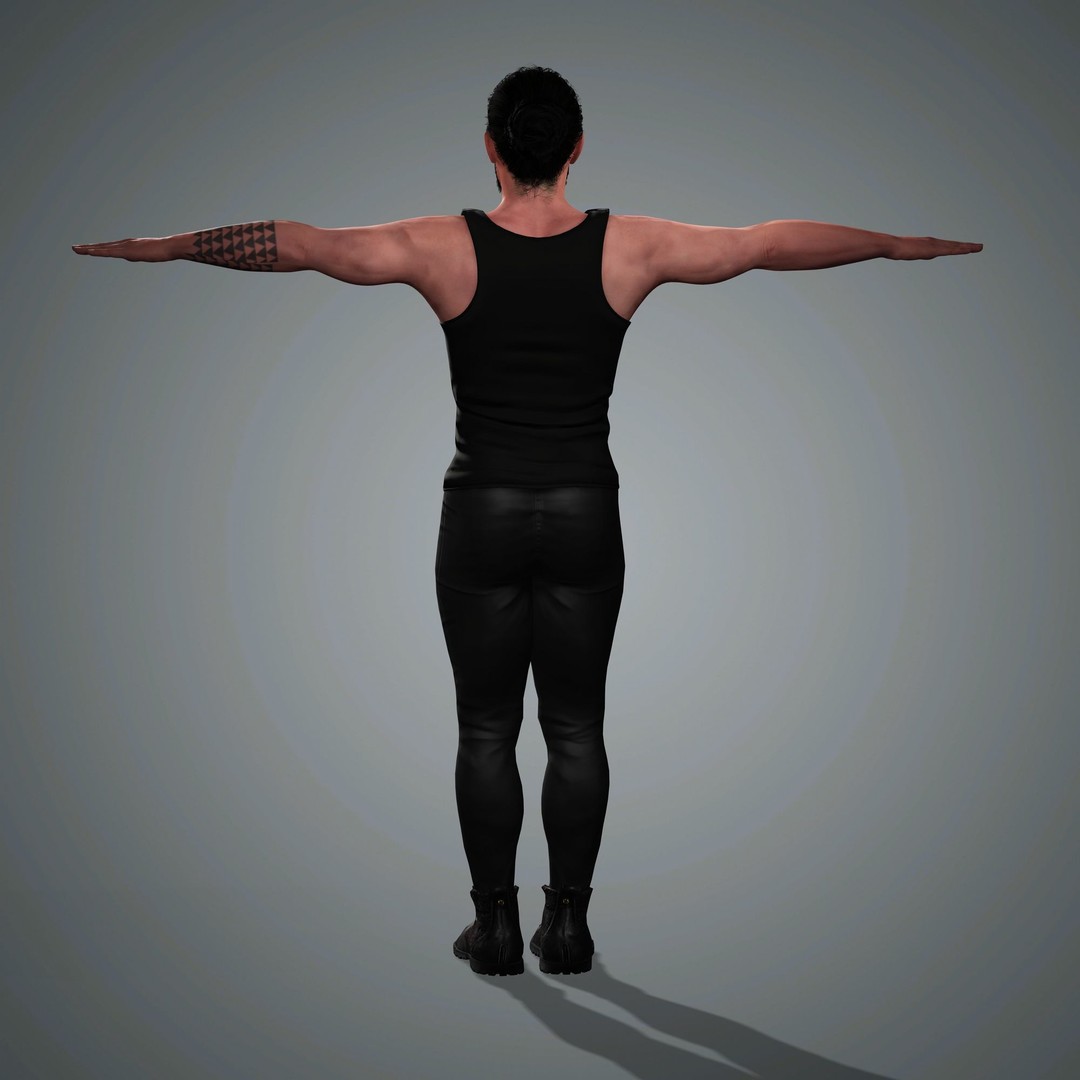 Jason Momoa Character 3D Model – Low Poly Rigged Game Asset, FBX, OBJ - View 16