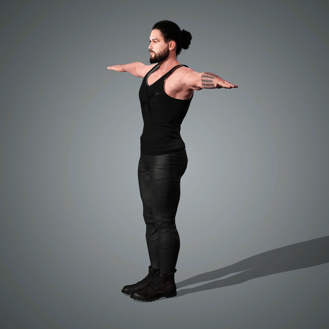 Jason Momoa Character 3D Model – Low Poly Rigged Game Asset, FBX, OBJ - View 17