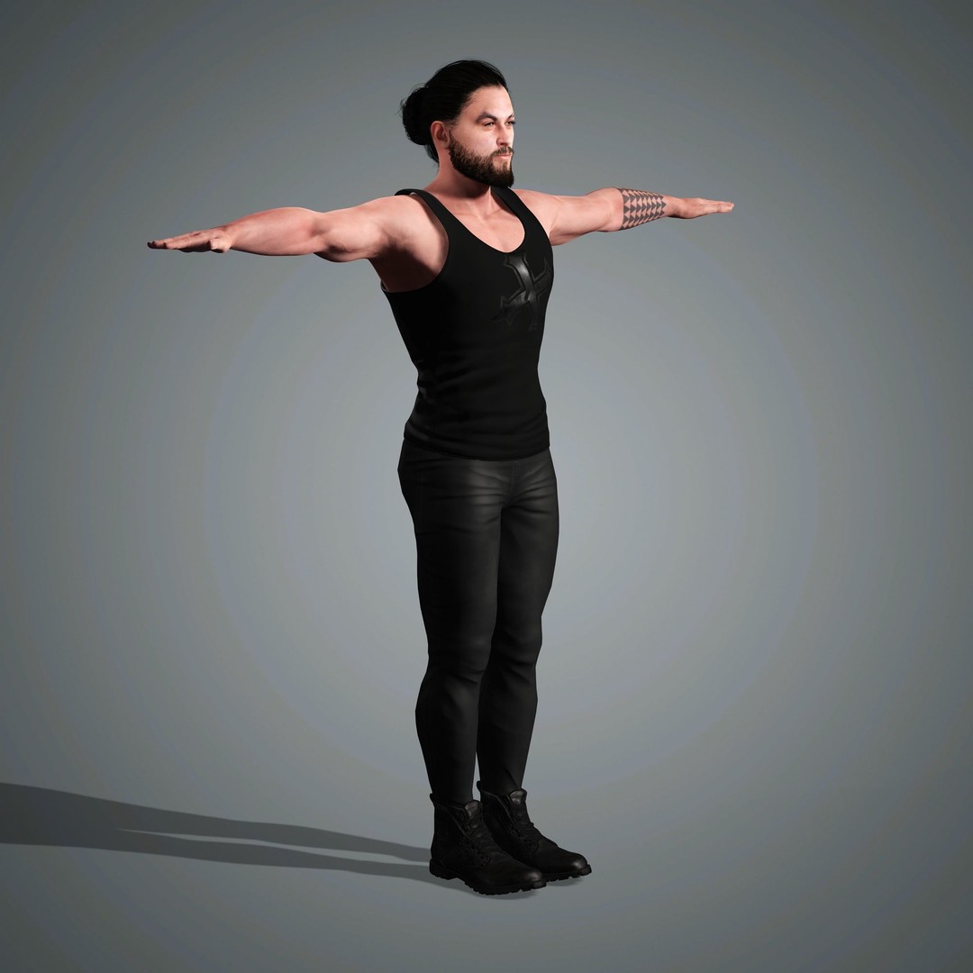 Jason Momoa Character 3D Model – Low Poly Rigged Game Asset, FBX, OBJ - View 18