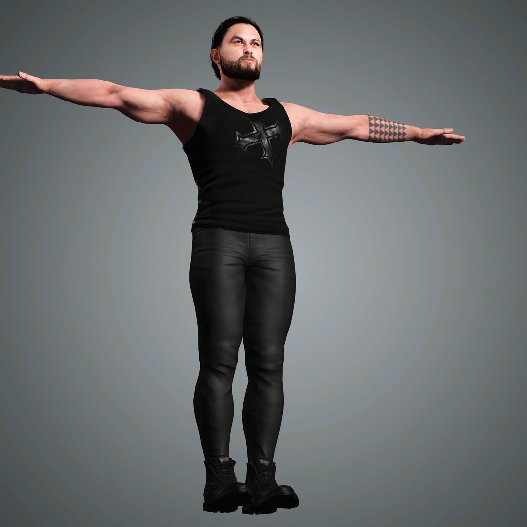 Jason Momoa Character 3D Model – Low Poly Rigged Game Asset, FBX, OBJ - View 19