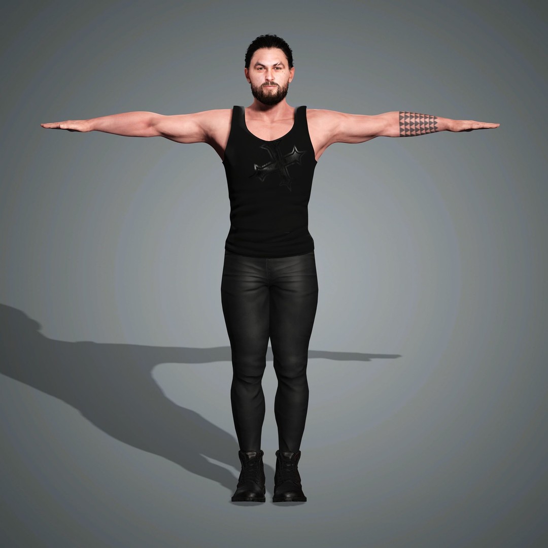 Jason Momoa Character 3D Model – Low Poly Rigged Game Asset, FBX, OBJ - View 20
