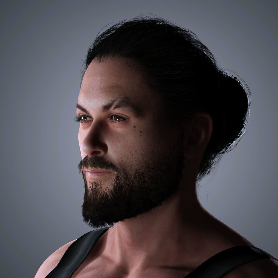 Jason Momoa Character 3D Model – Low Poly Rigged Game Asset, FBX, OBJ - View 3