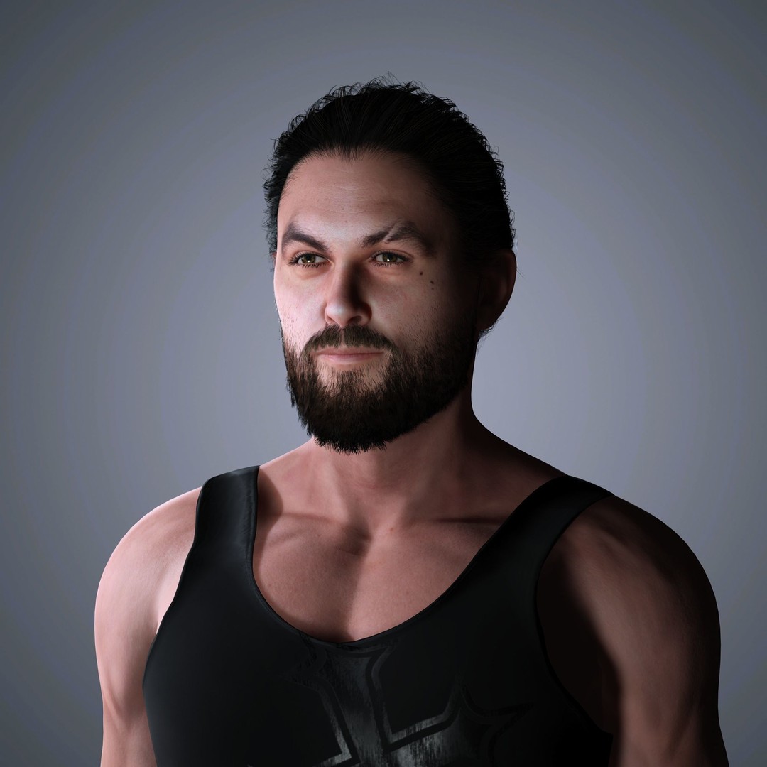 Jason Momoa Character 3D Model – Low Poly Rigged Game Asset, FBX, OBJ - View 7