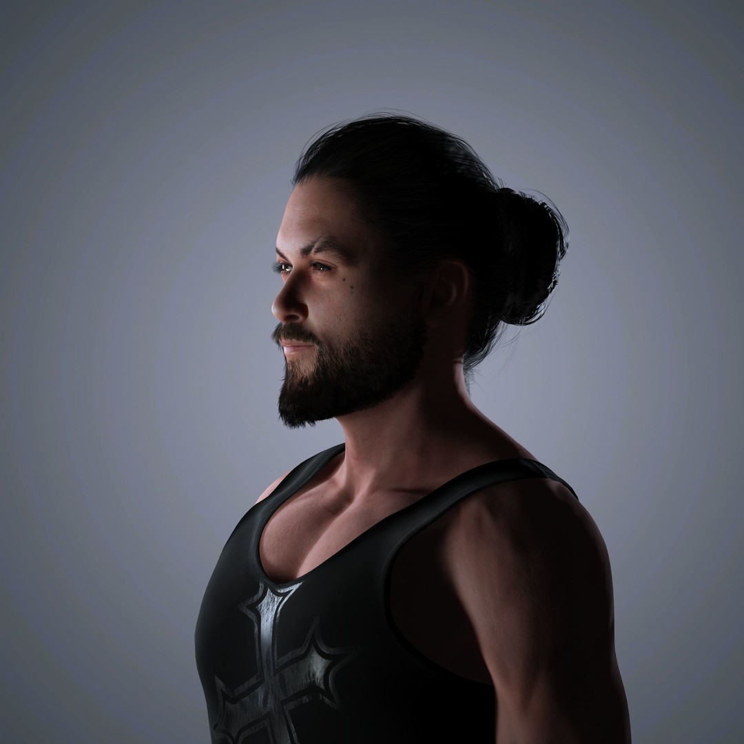 Jason Momoa Character 3D Model – Low Poly Rigged Game Asset, FBX, OBJ - View 8