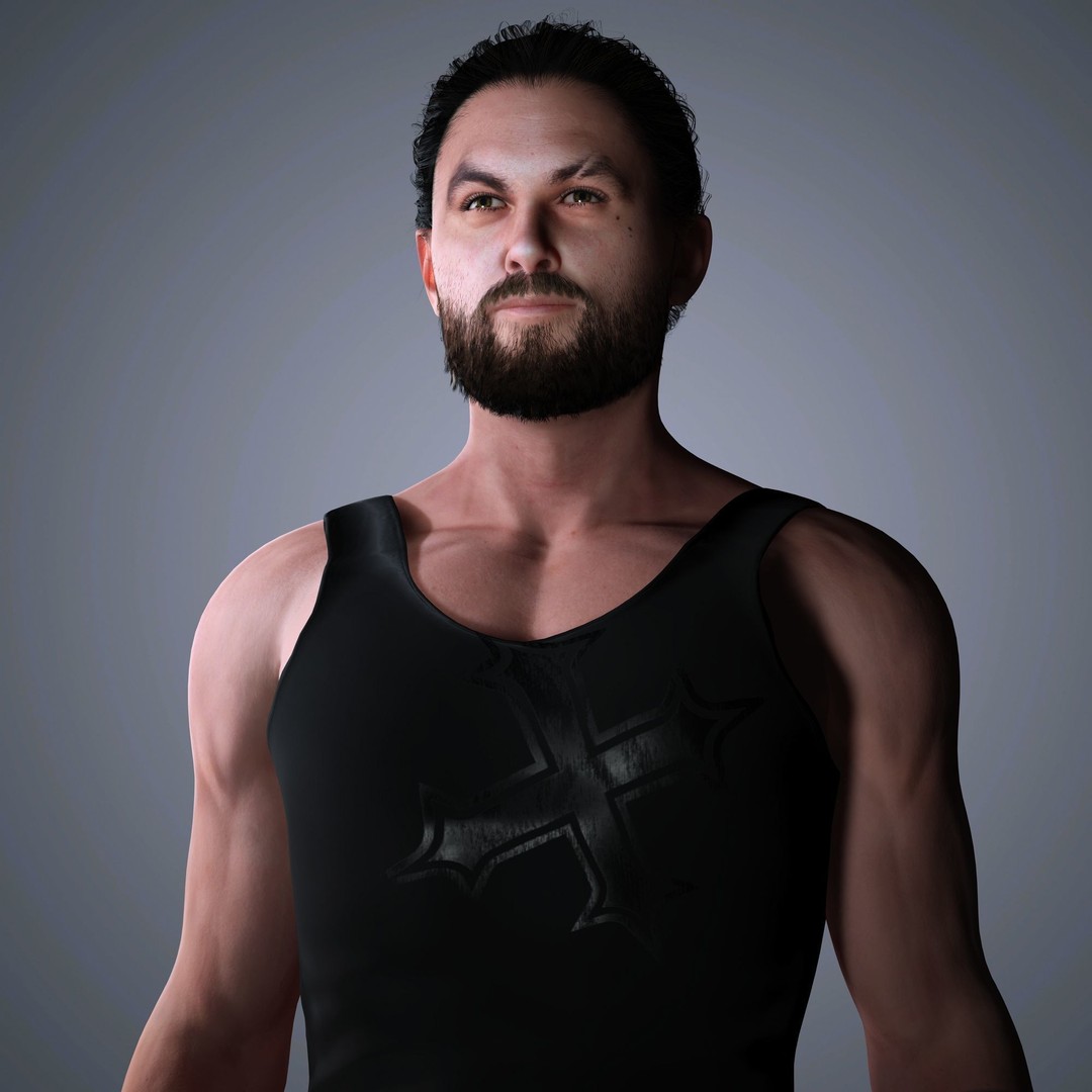 Jason Momoa Character 3D Model – Low Poly Rigged Game Asset, FBX, OBJ - View 9