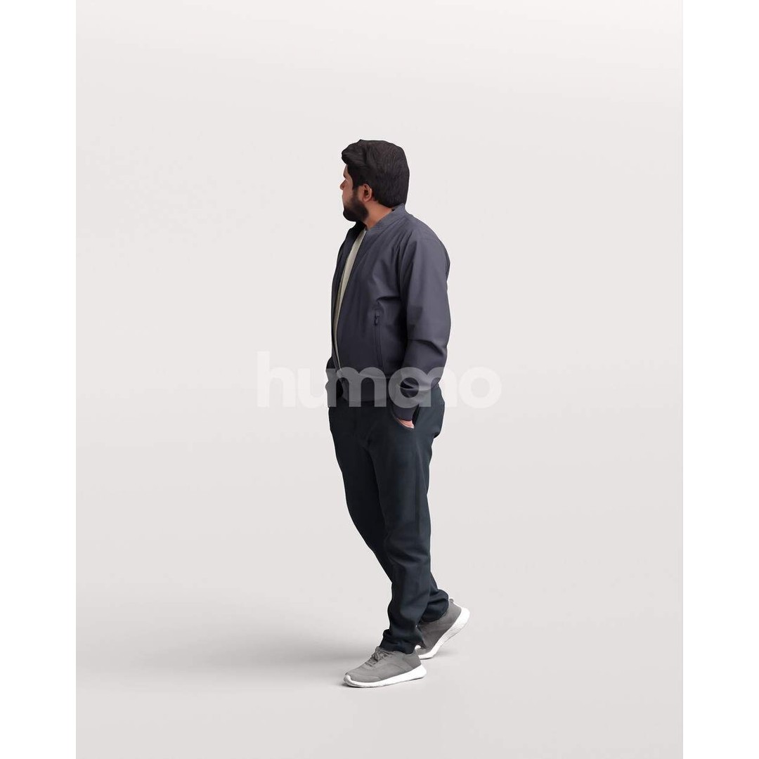 Humano Man 3D Model – Walking in Coat with PBR Textures, FBX - View 9