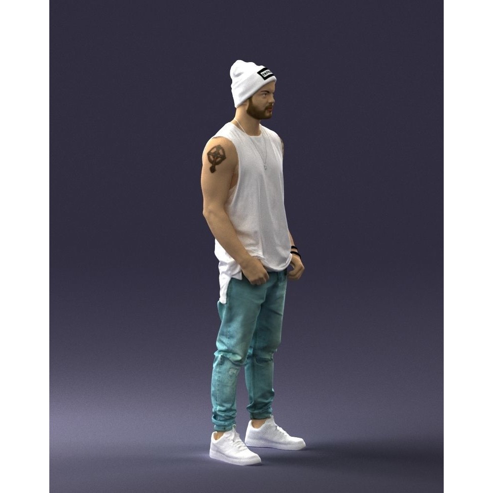 Tattooed Street Man 3D Model – Urban Character with PBR Textures, FBX - View 11