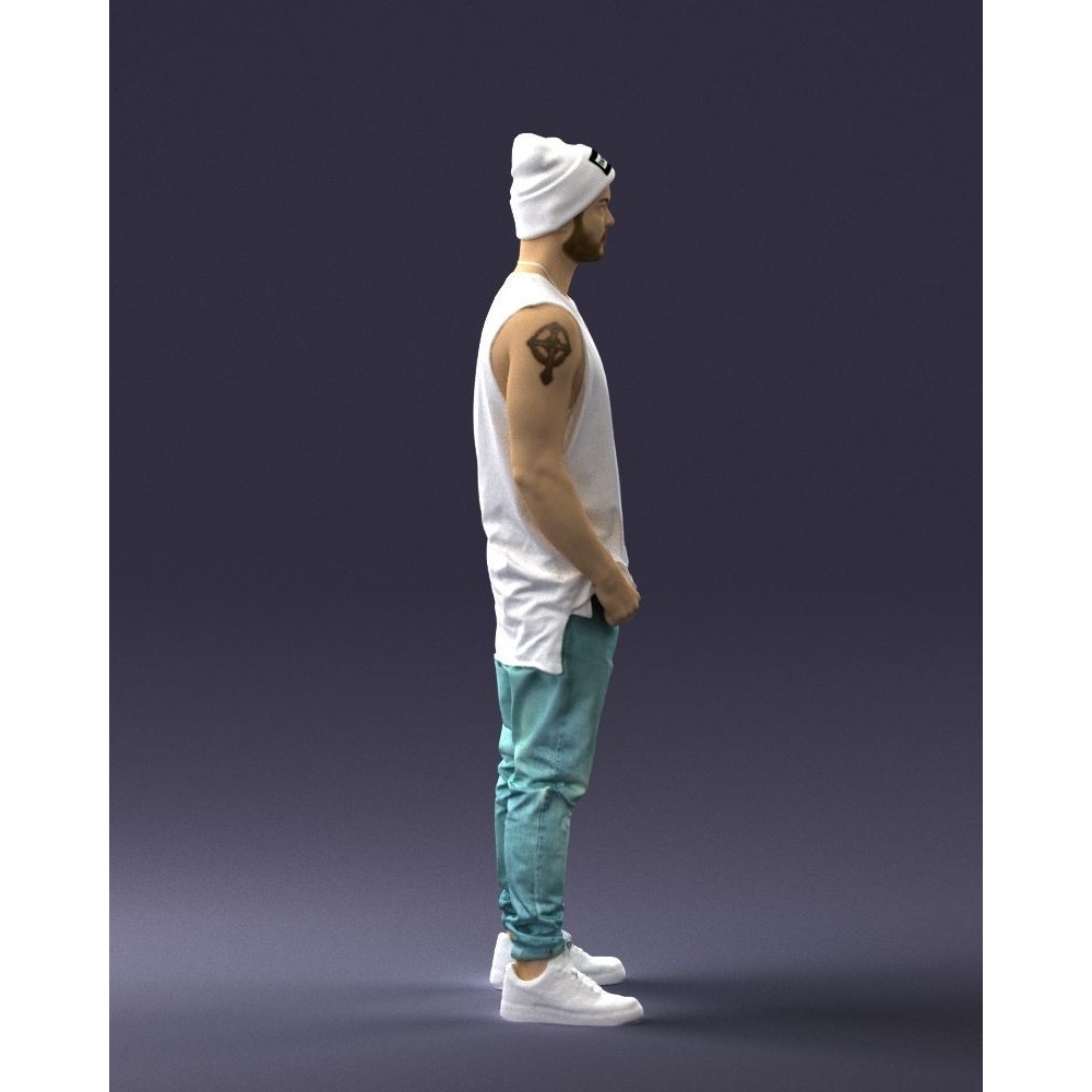 Tattooed Street Man 3D Model – Urban Character with PBR Textures, FBX - View 14
