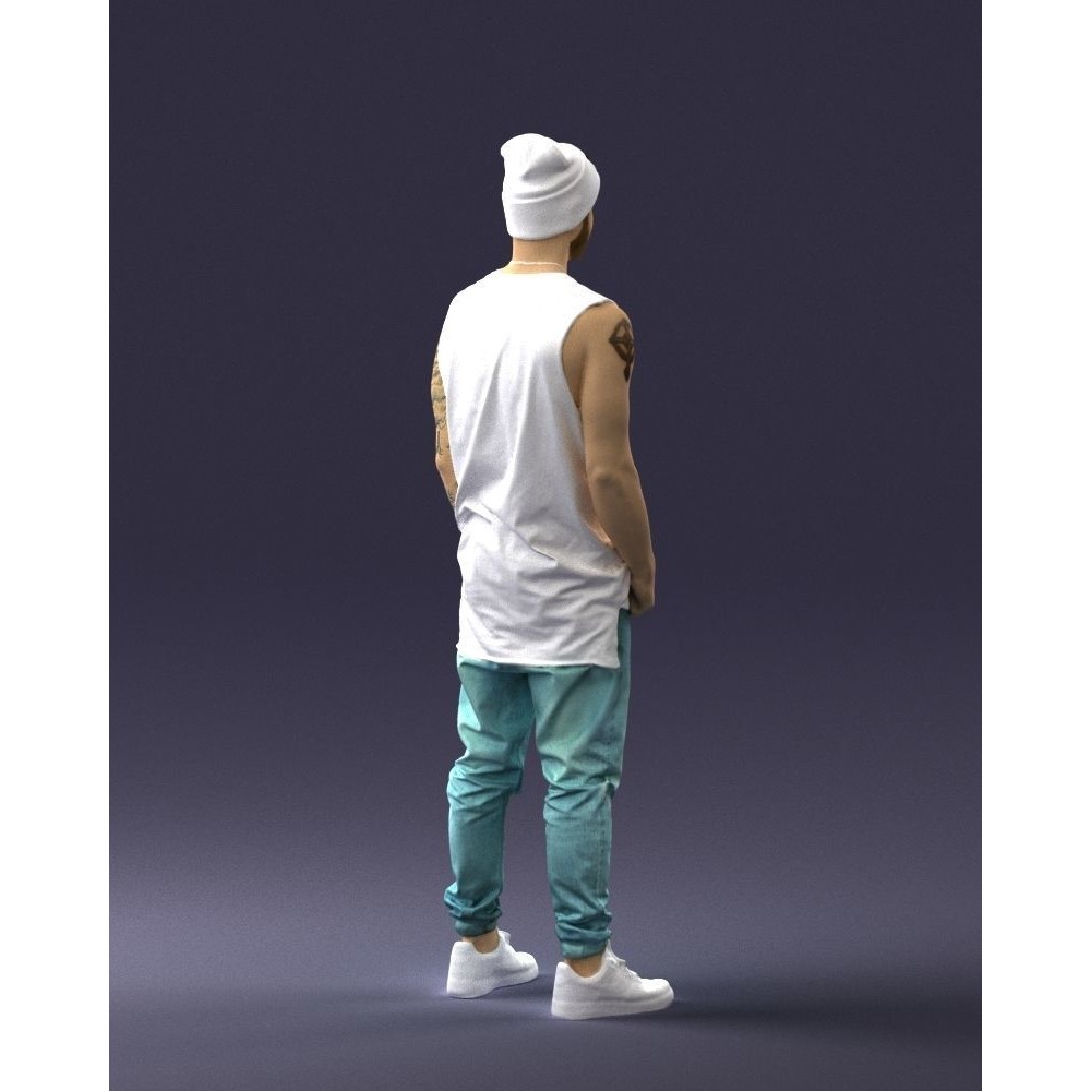 Tattooed Street Man 3D Model – Urban Character with PBR Textures, FBX - View 17