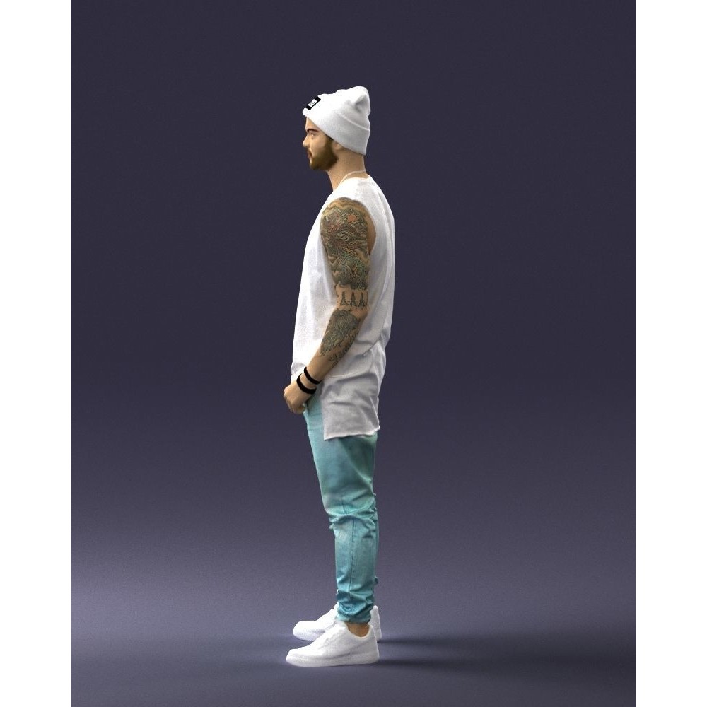 Tattooed Street Man 3D Model – Urban Character with PBR Textures, FBX - View 26