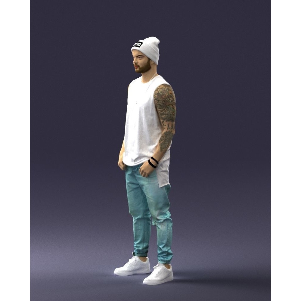 Tattooed Street Man 3D Model – Urban Character with PBR Textures, FBX - View 29
