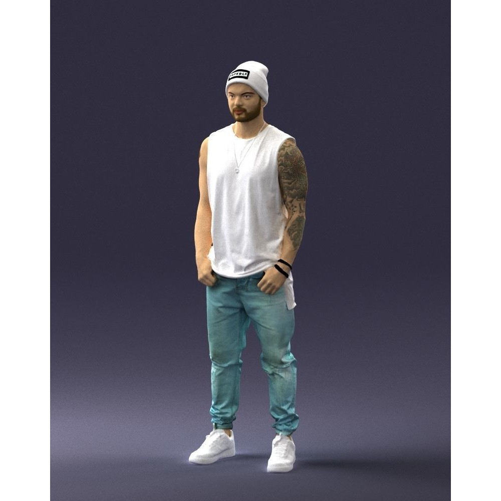 Tattooed Street Man 3D Model – Urban Character with PBR Textures, FBX - View 32