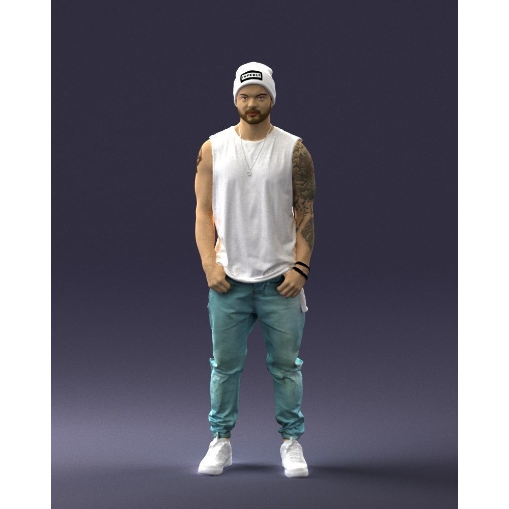 Tattooed Street Man 3D Model – Urban Character with PBR Textures, FBX - View 35