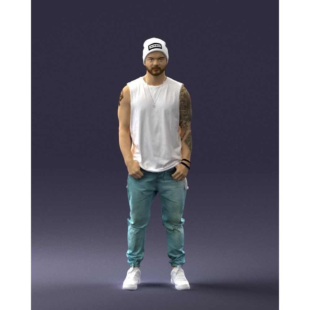 Tattooed Street Man 3D Model – Urban Character with PBR Textures, FBX - View 38