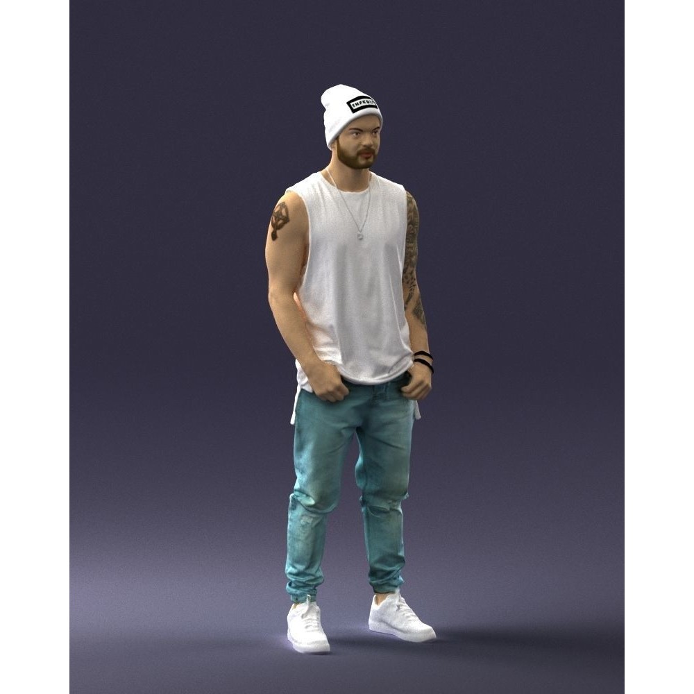 Tattooed Street Man 3D Model – Urban Character with PBR Textures, FBX - View 8